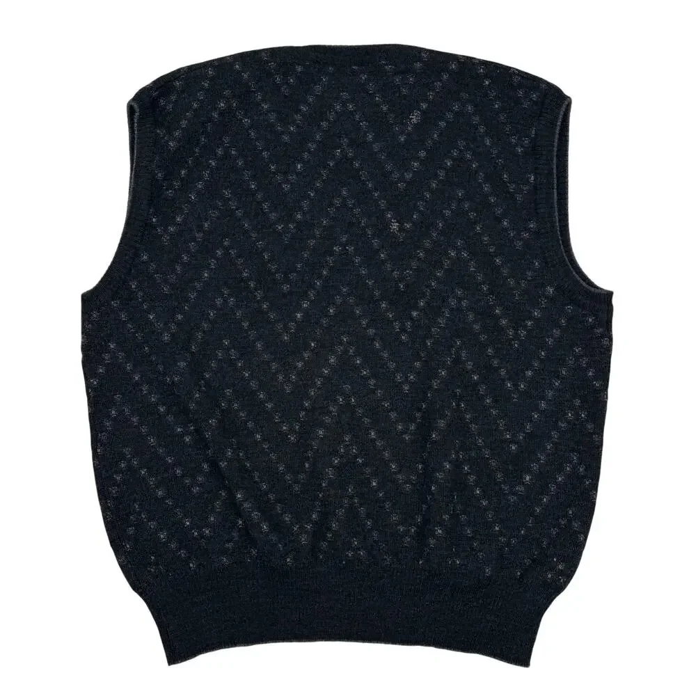Vintage 90s Virgin Wool Sweater Vest Charcoal V-Neck Mark Shale Sz L